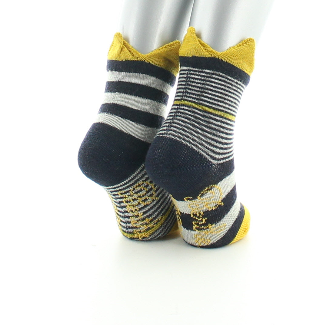 Chaussettes bébé laine peignée couronne jaune MARINE/JAUNE