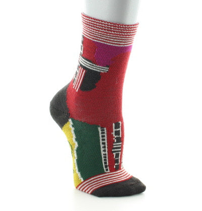 Chaussettes bébé laine peignée cubisme ROUGE