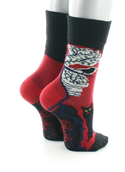 Chaussettes Bébé le Chat et l'Oiseau NOIR/ROUGE