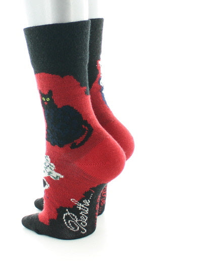 Chaussettes Bébé le Chat et l'Oiseau NOIR/ROUGE