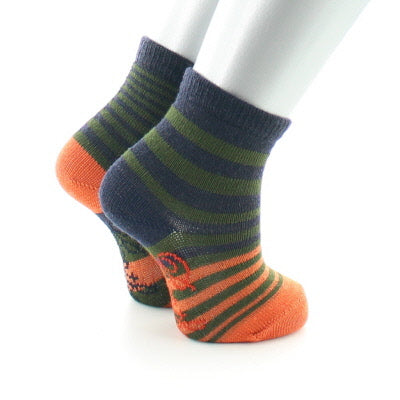 Chaussettes Bébé Rayures Asymétriques kaki et marine MARINE/KAKI/ORANGE