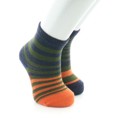 Chaussettes Bébé Rayures Asymétriques kaki et marine MARINE/KAKI/ORANGE