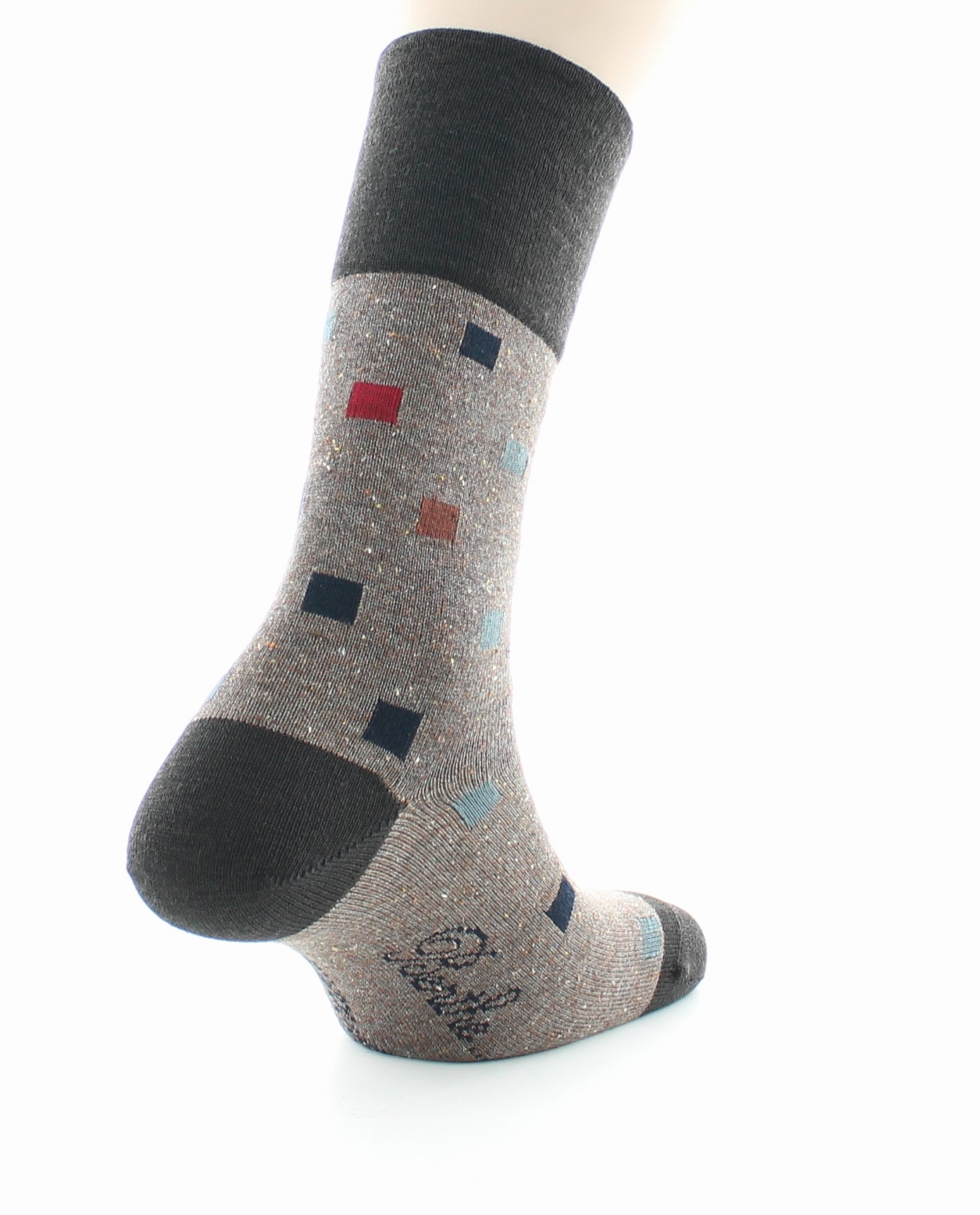 Chaussettes Chinées Carrés Multicolores GRIS BRUN CHINE