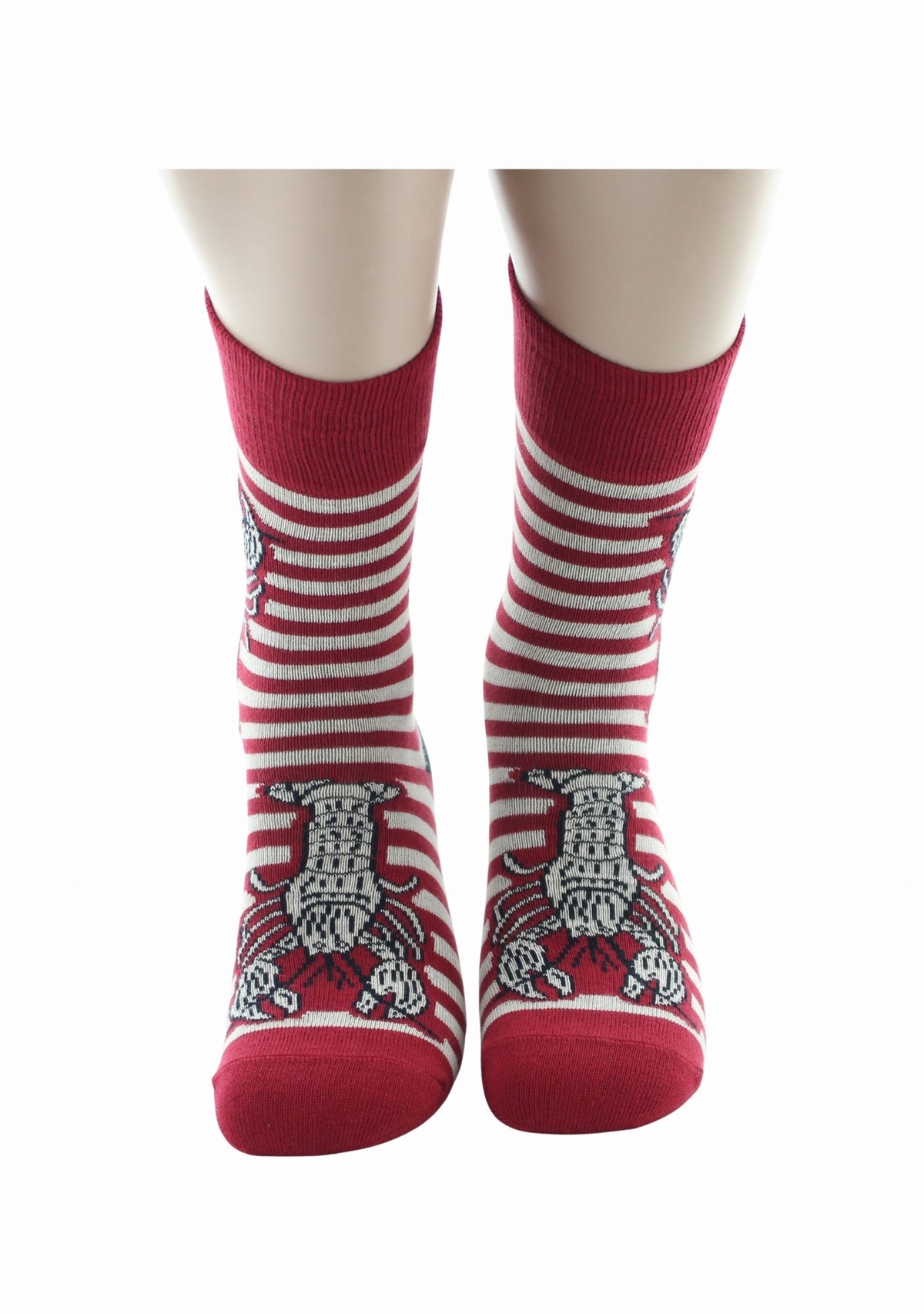 Chaussettes coton homme Berthe Aux Grands Pieds marinière rouge/ivoire homard ROUGE/IVOIRE/MARINE