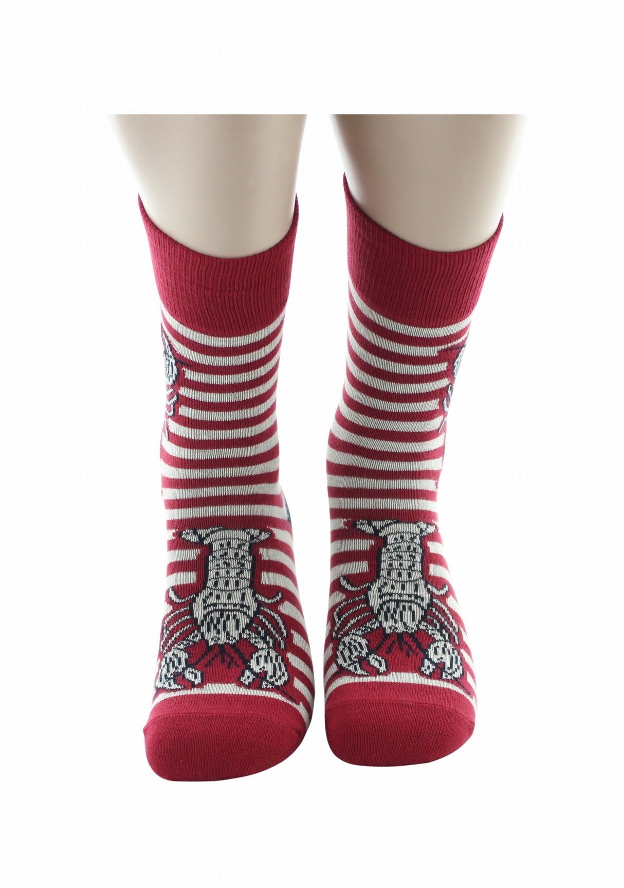 Chaussettes coton homme Berthe Aux Grands Pieds marinière rouge/ivoire homard ROUGE/IVOIRE/MARINE