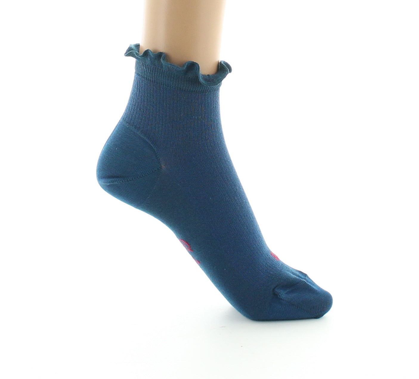 Chaussettes courtes femme à côtes en soie Bleu minuit BLEU MINUIT