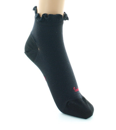 Chaussettes courtes femme à côtes en soie noir NOIR