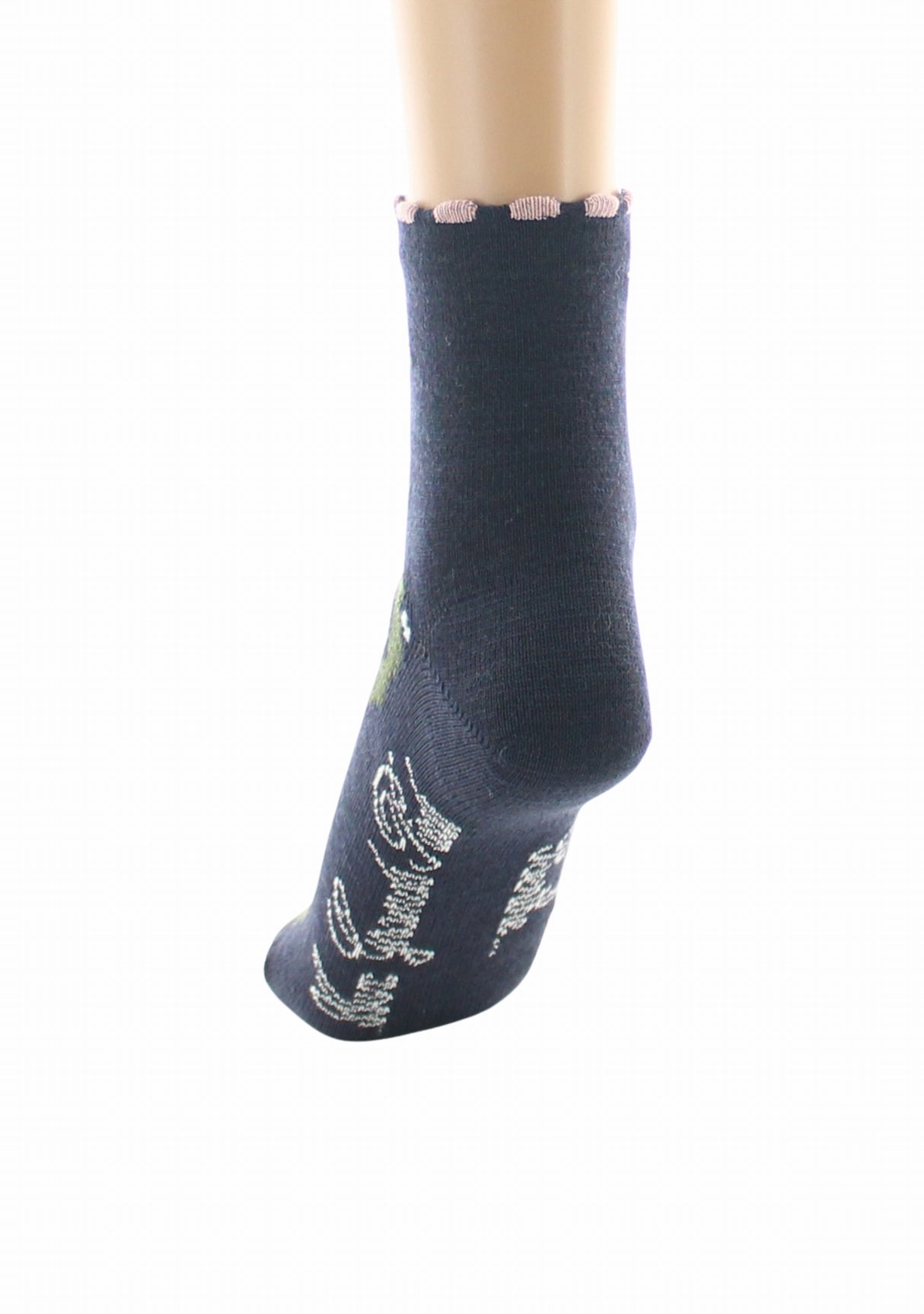 Chaussettes courtes femme laine peignée Berthe Losanges MARINE