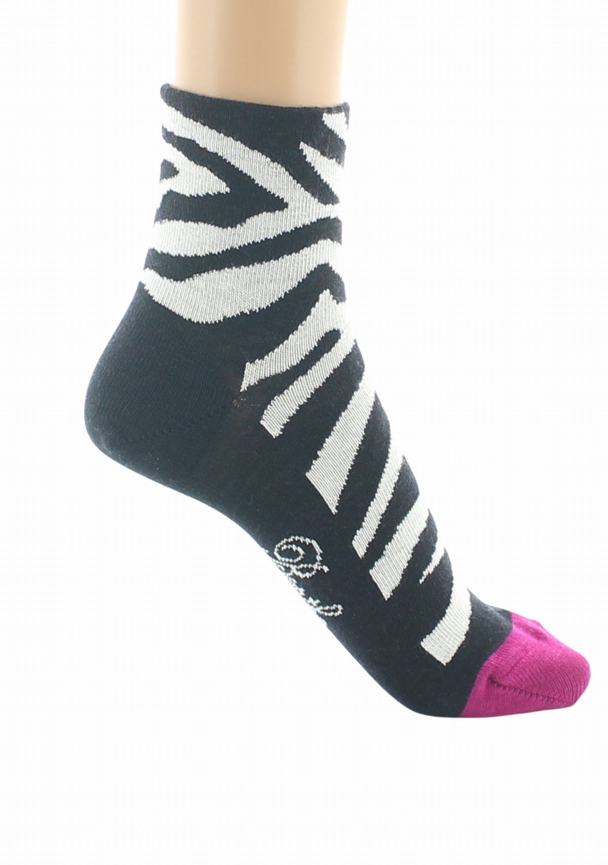 Chaussettes courtes laine femme Zèbre - Berthe Aux Grands Pieds NOIR/BLANC