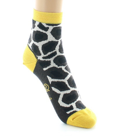 Chaussettes courtes Tâches de Girafe MARRON/ECRU