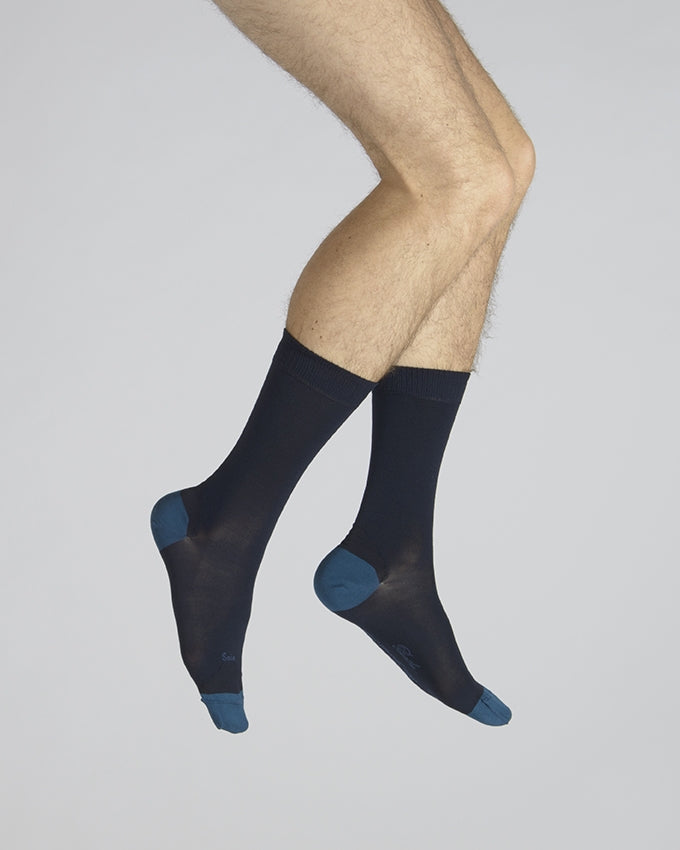 Chaussettes En Soie Bleu marine Et Bleu Amiral MARINE