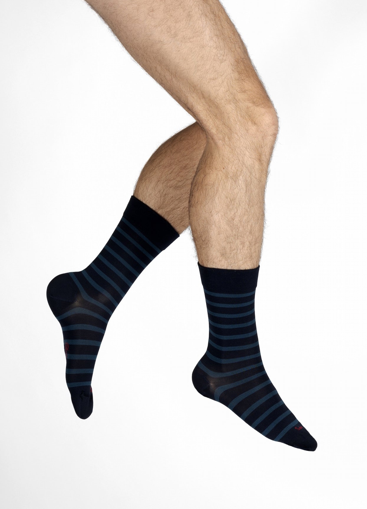 Chaussettes en Soie bleu marine à rayures bleu nuit MARINE RAYE BLEU