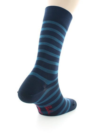 Chaussettes en Soie bleu marine à rayures bleu nuit MARINE RAYE BLEU