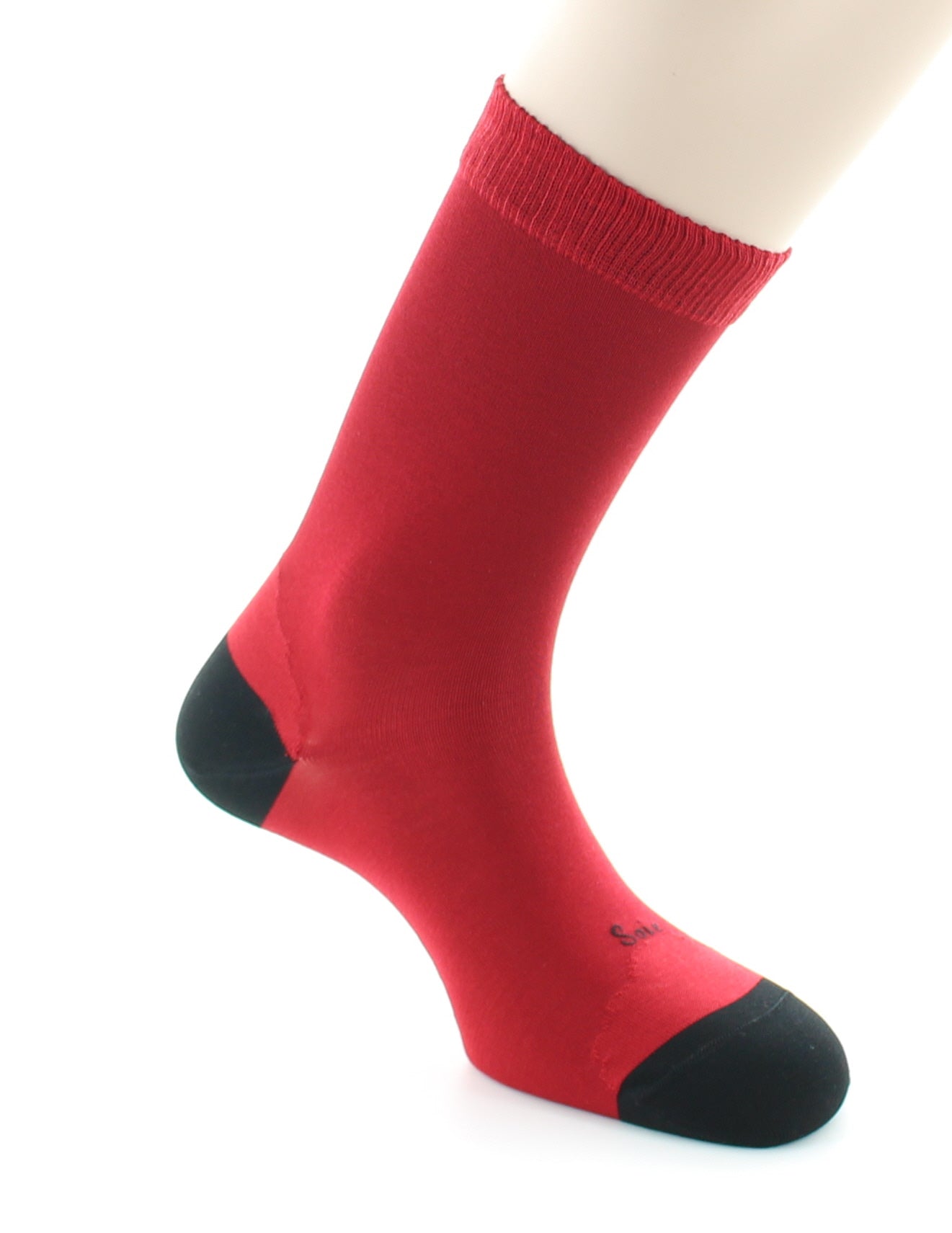 Chaussettes En Soie Rouge Et Noir ROUGE