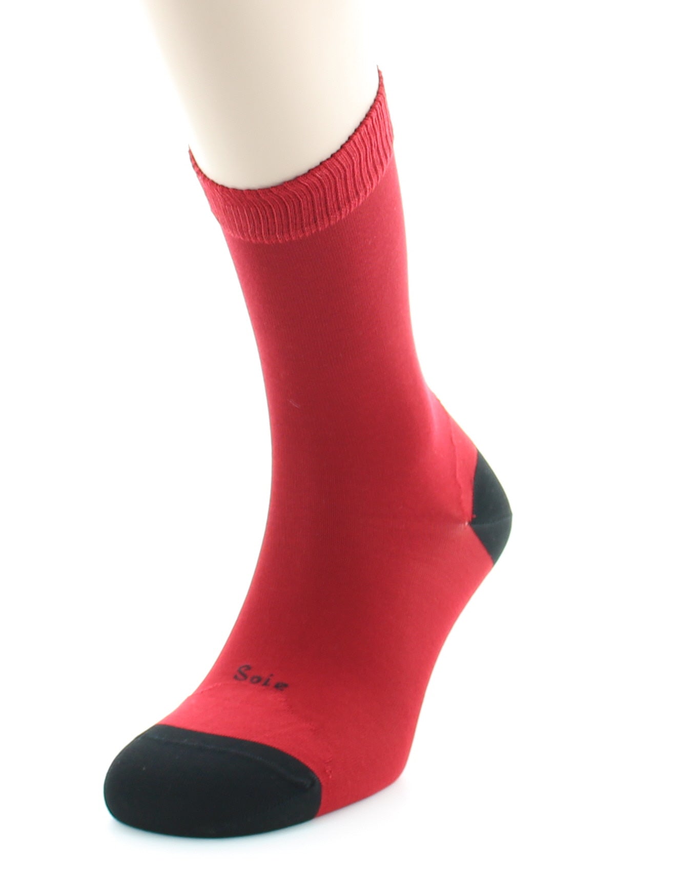 Chaussettes En Soie Rouge Et Noir ROUGE