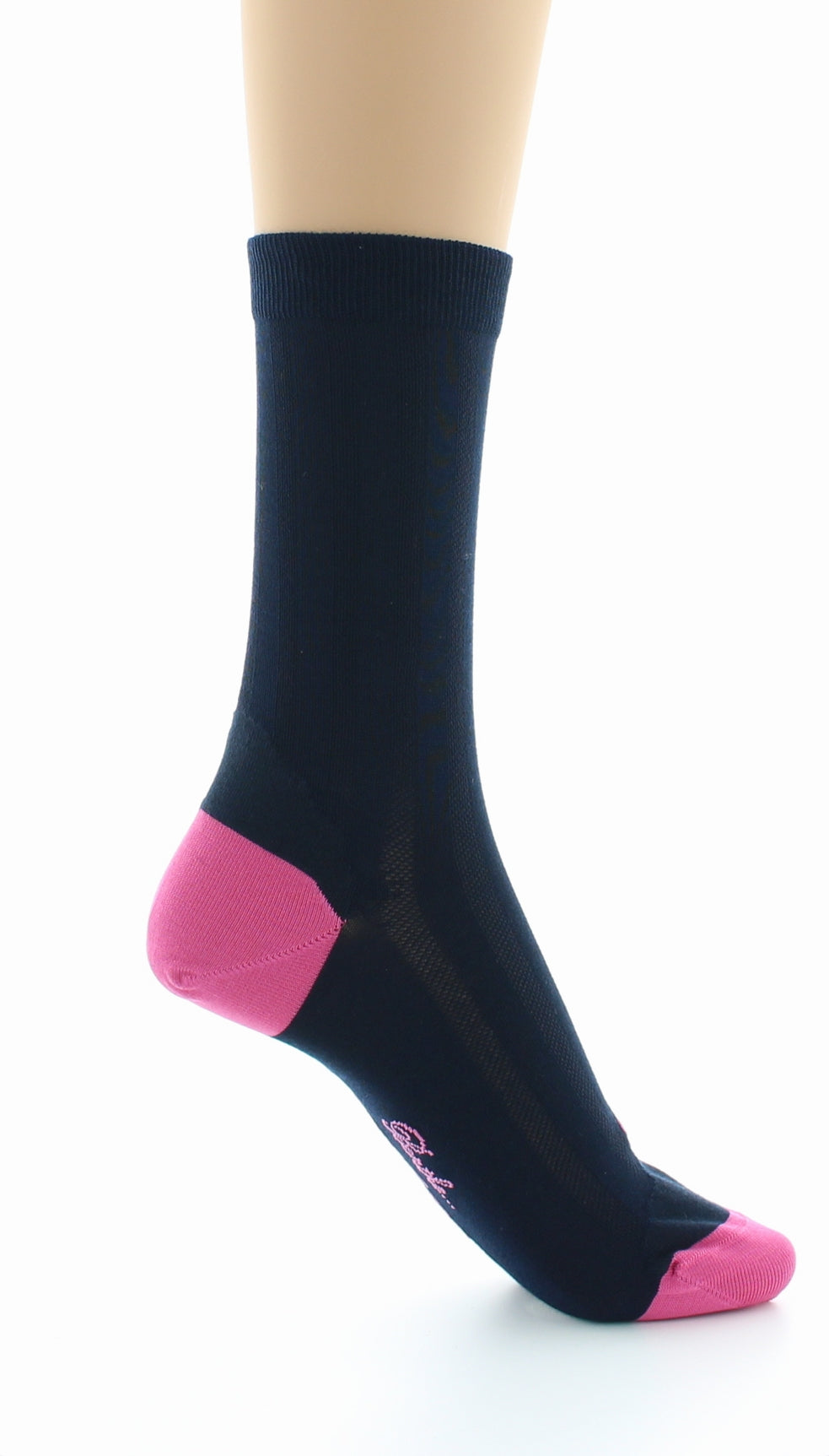 Chaussettes en soie marine-fushia MARINE-FUSHIA