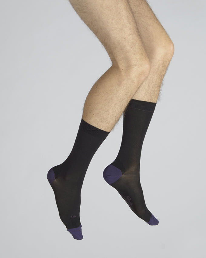 Chaussettes en soie noir-raisin NOIR-RAISIN