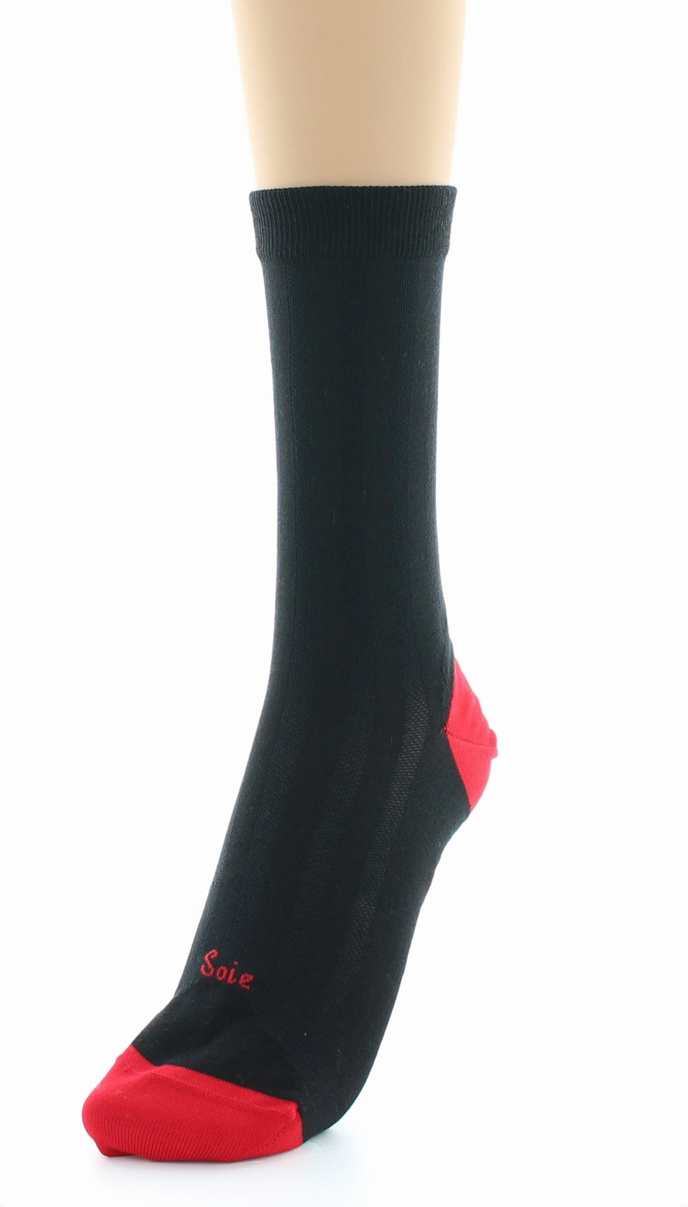 Chaussettes en soie noir-rouge NOIR-ROUGE