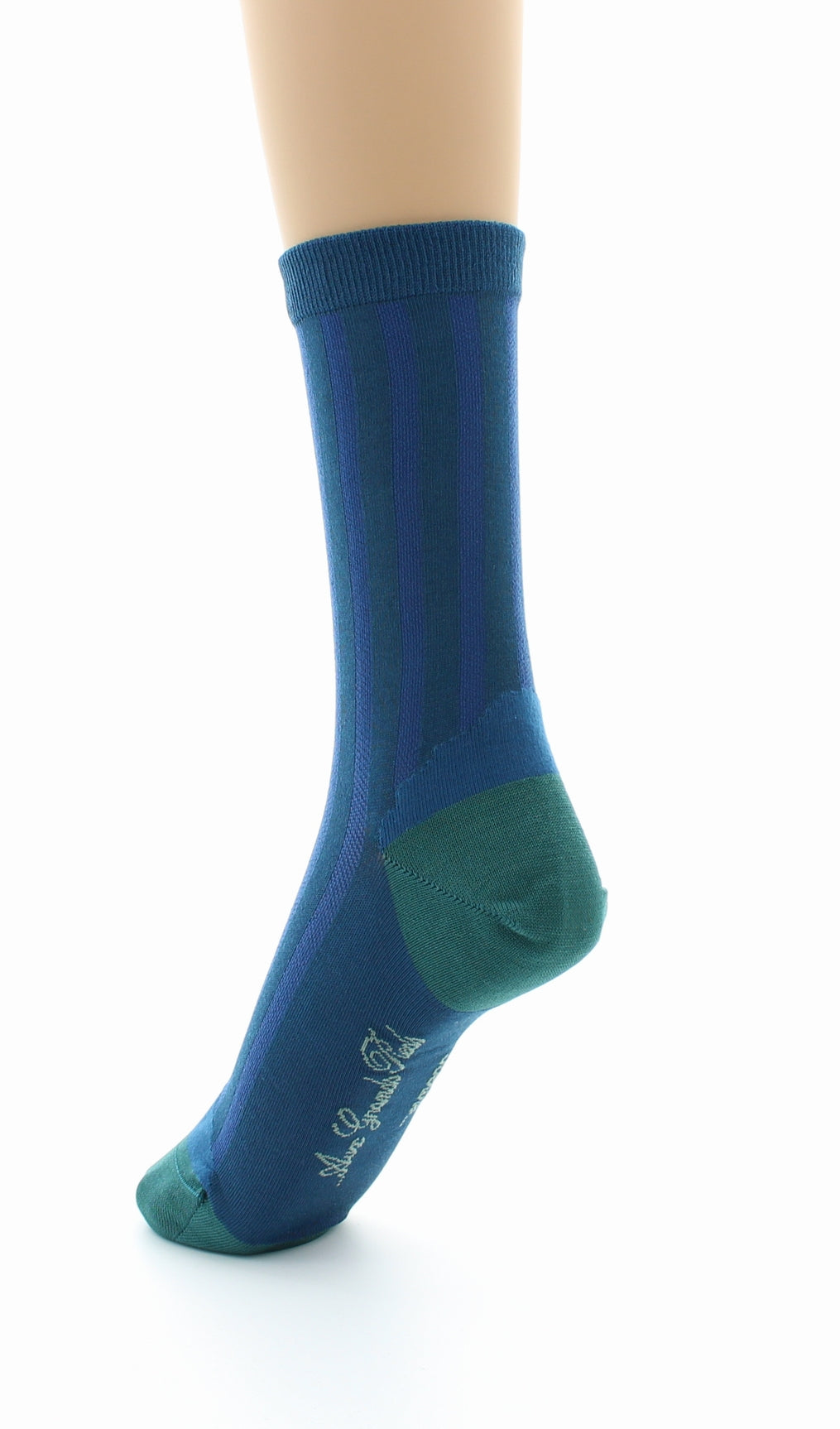 Chaussettes en Soie Bleu Minuit - Talon et pointe Turquoise BLEU MINUIT