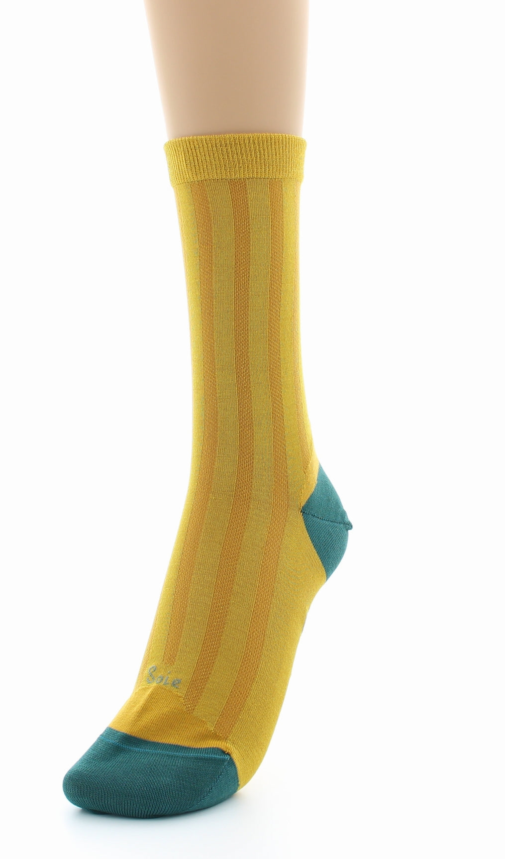 Chaussettes en Soie Tournesol - Talon et pointe Turquoise TOURNESOL