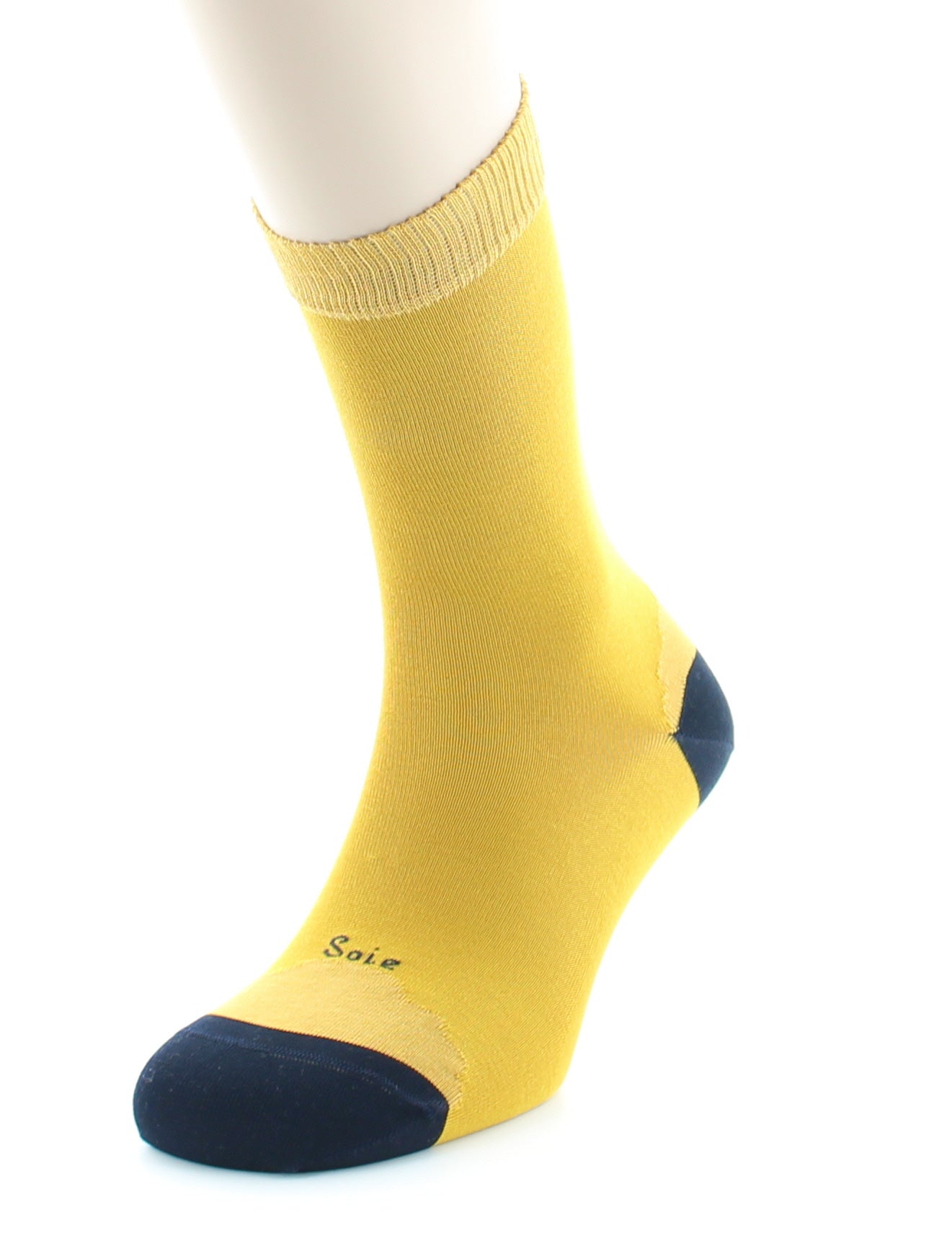 Chaussettes En Soie Tournesol Et Bleu Marine MOUTARDE