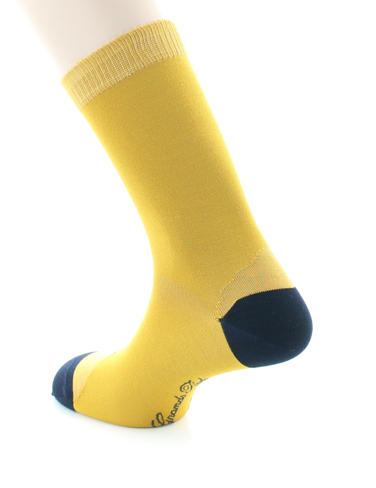 Chaussettes En Soie Tournesol Et Bleu Marine MOUTARDE