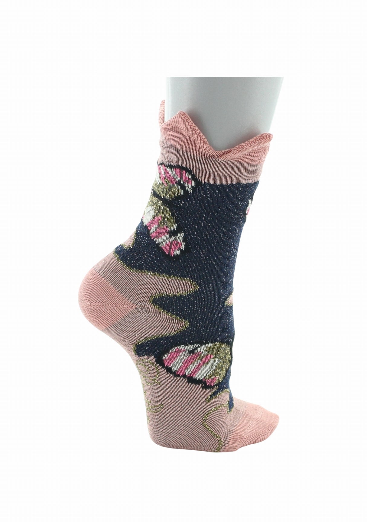 Chaussettes enfant Berthe Aux Grands Pieds papillons et couronne rose ROSE