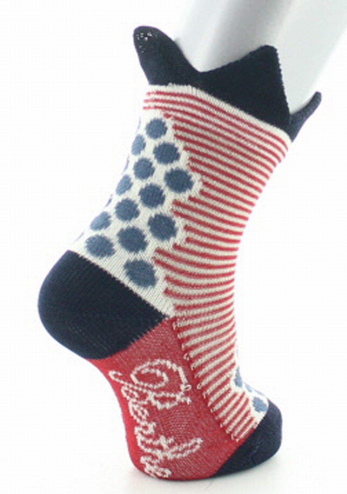Chaussettes enfant coton fil d'Ecosse pois et rayures à couronne ROUGE