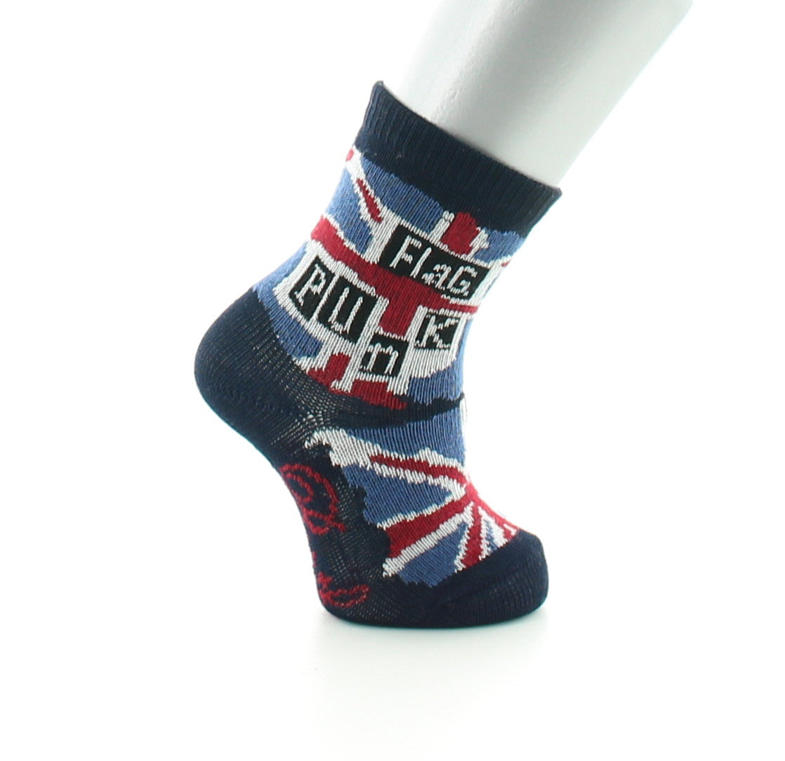 Chaussettes enfant fil d'Ecosse flag punk BLEU MARINE