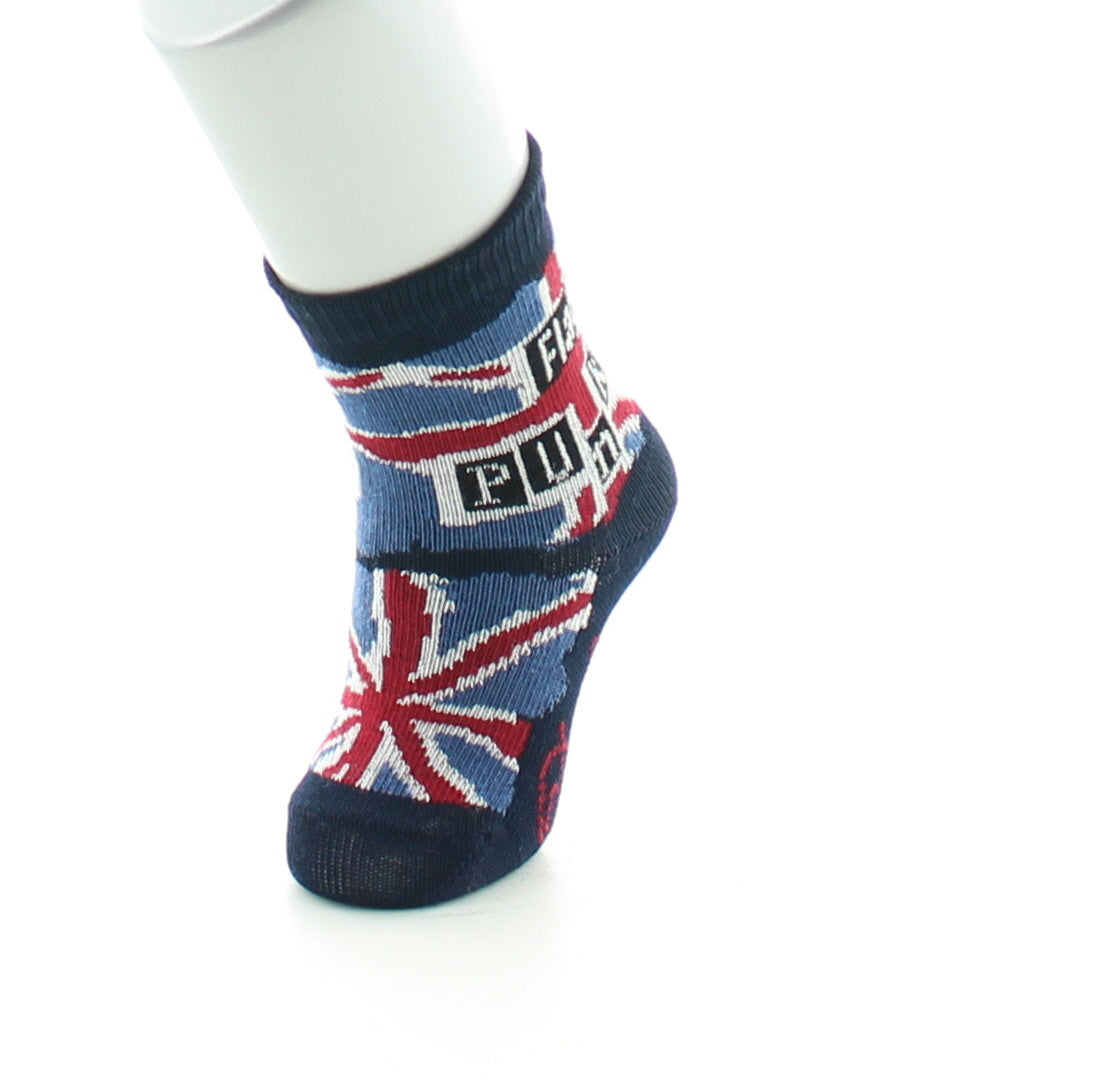 Chaussettes enfant fil d'Ecosse flag punk BLEU MARINE