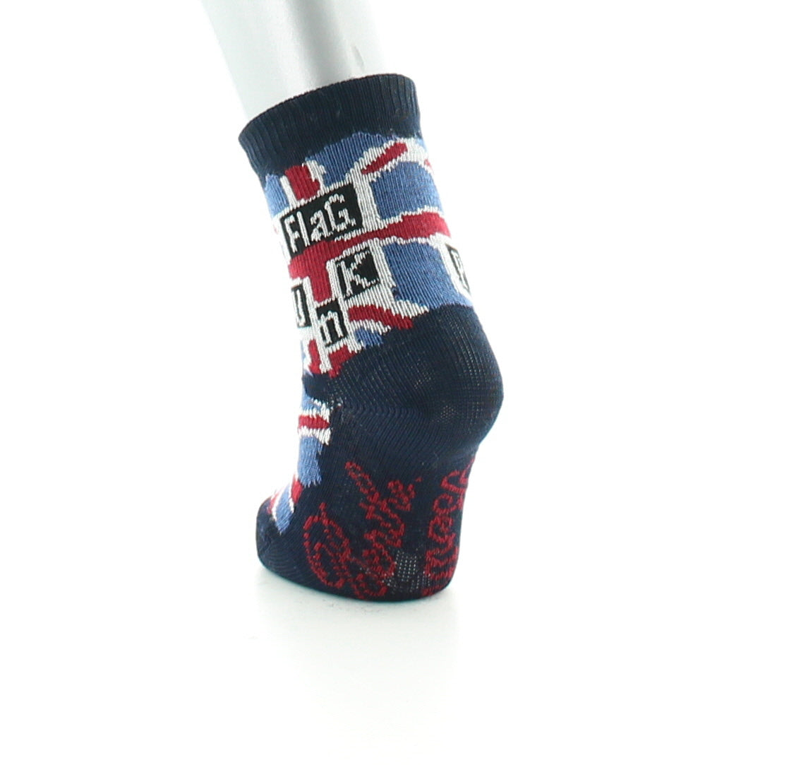 Chaussettes enfant fil d'Ecosse flag punk BLEU MARINE