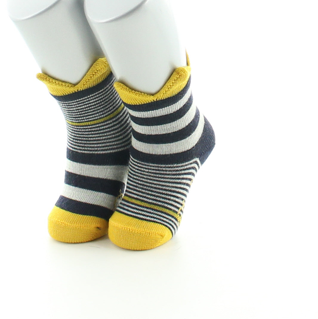 Chaussettes enfant laine peignée couronne jaune MARINE/JAUNE