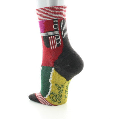 Chaussettes enfant laine peignée cubisme ROUGE