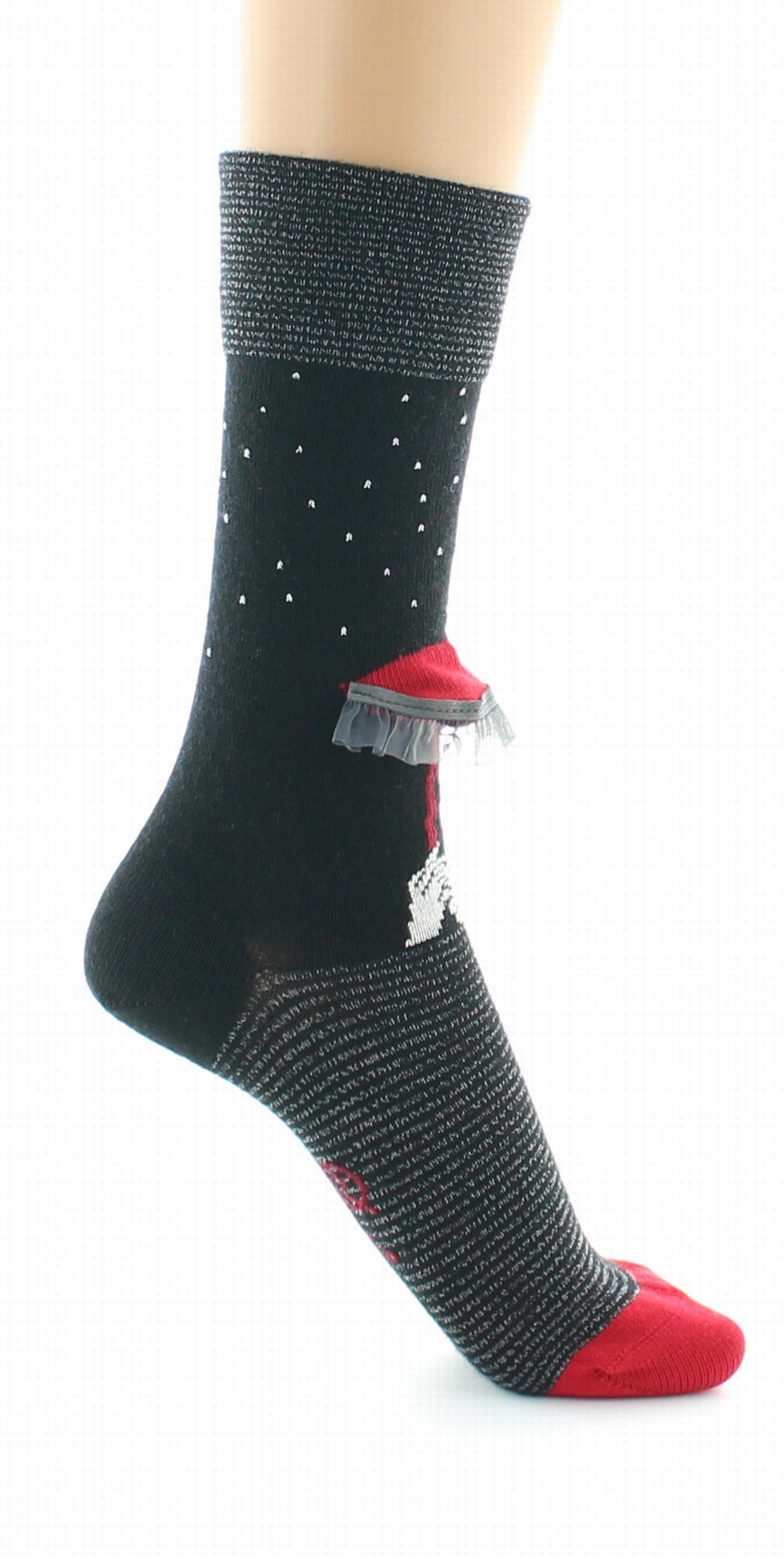 Chaussettes Femme Au Parapluie Noir et Rouge NOIR-ROUGE
