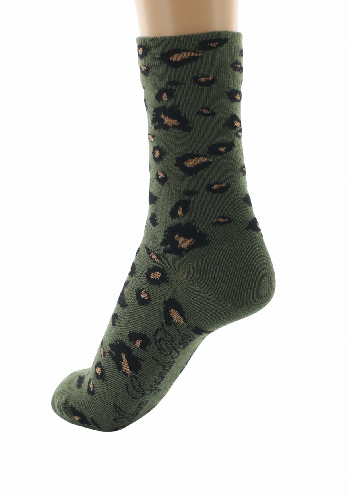 Chaussettes femme coton Léopard Kaki | Berthe Aux Grands Pied KAKI