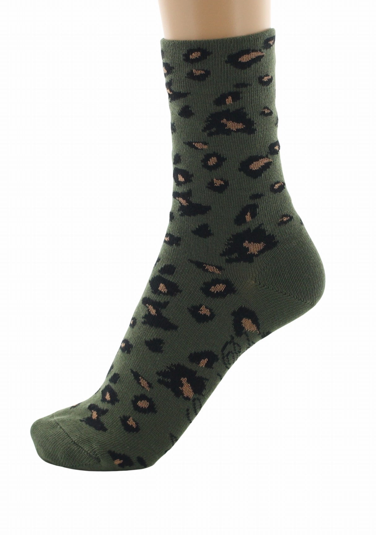Chaussettes femme coton Léopard Marron | Berthe Aux Grands Pied MARRON