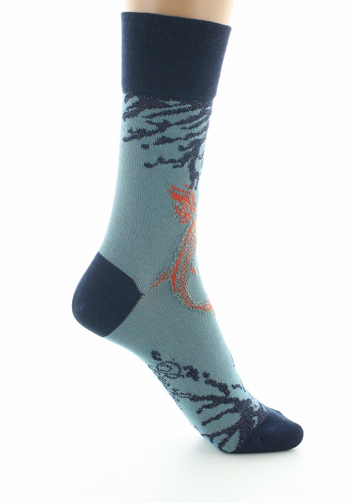 Chaussettes femme fil d'Ecosse Poisson Japonais BLEU