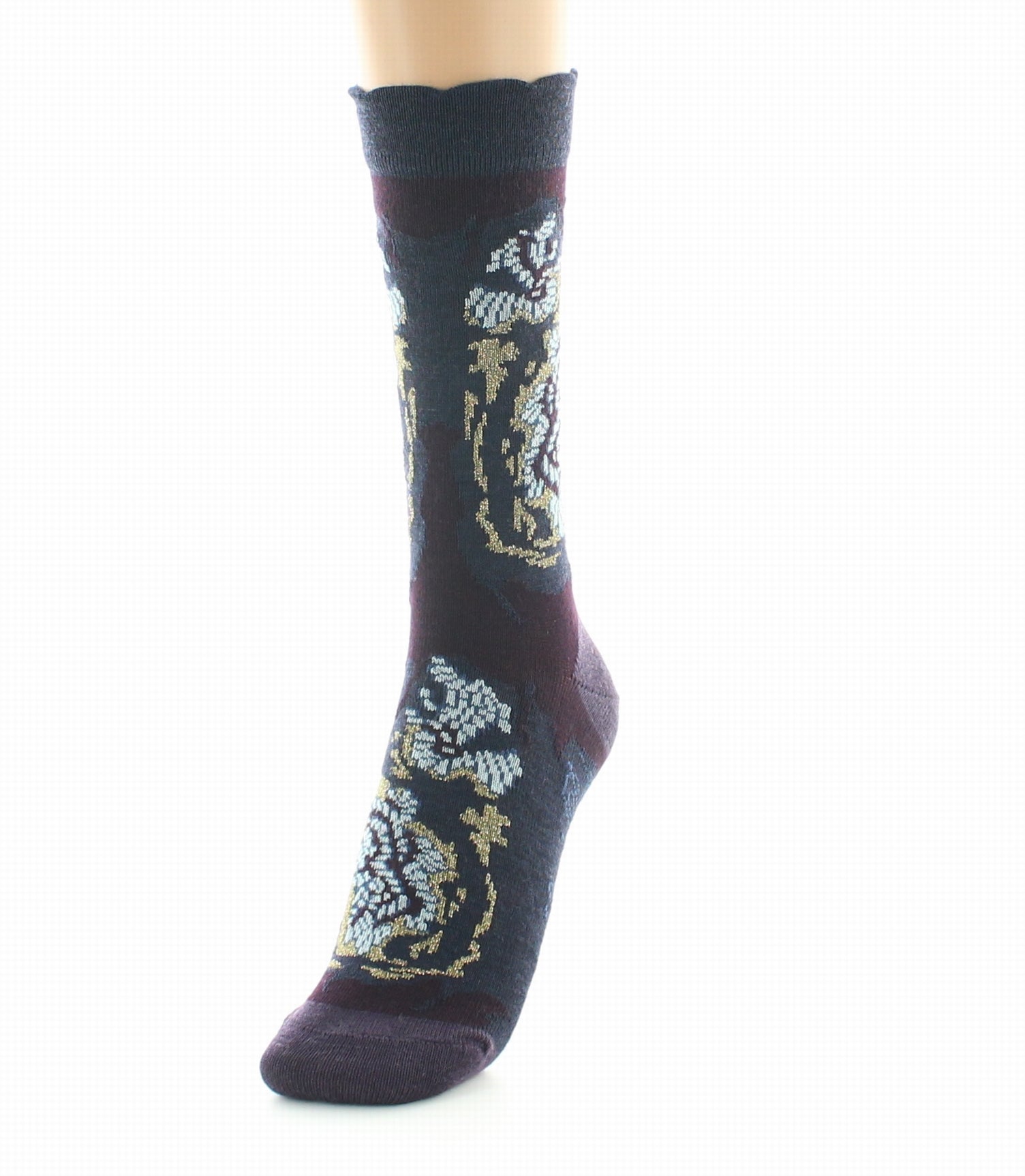 Chaussettes femme laine peignée algues BLEU MARINE