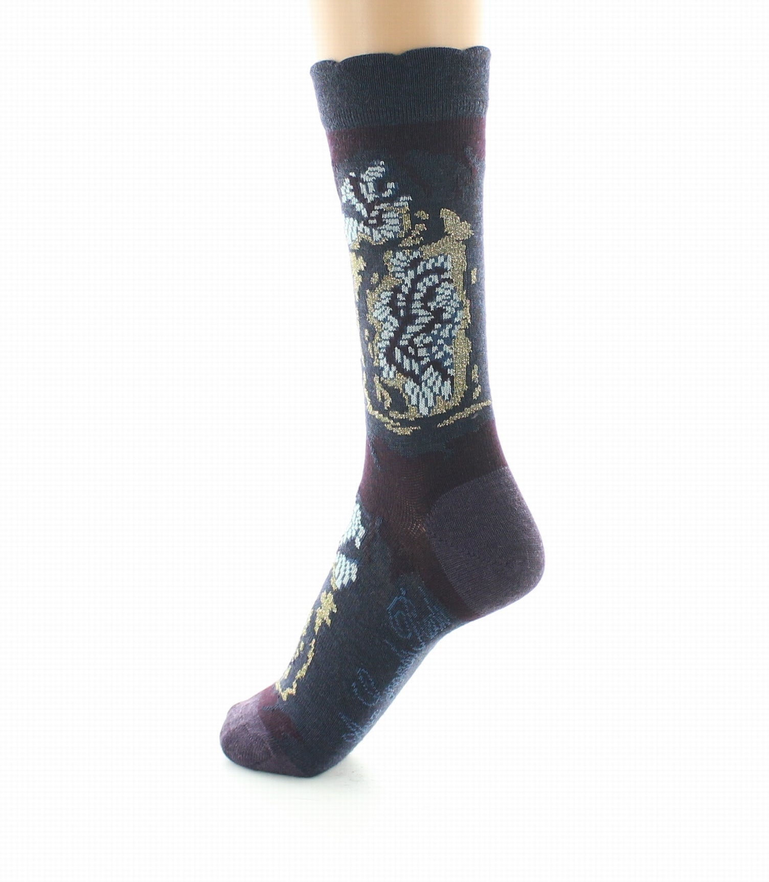 Chaussettes femme laine peignée algues BLEU MARINE