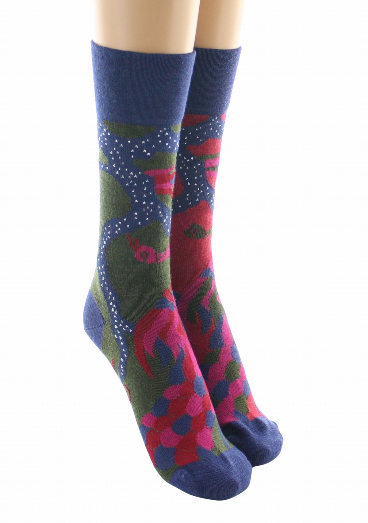 Chaussettes femme laine peignée Berthe Le Paon KAKI