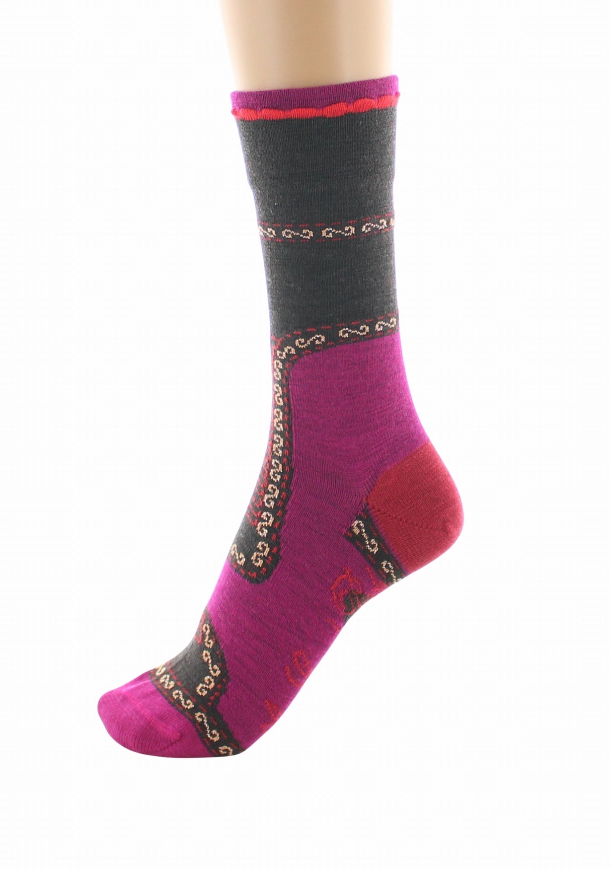 Chaussettes femme laine peignée Berthe Veste Napoléonienne FUCHSIA