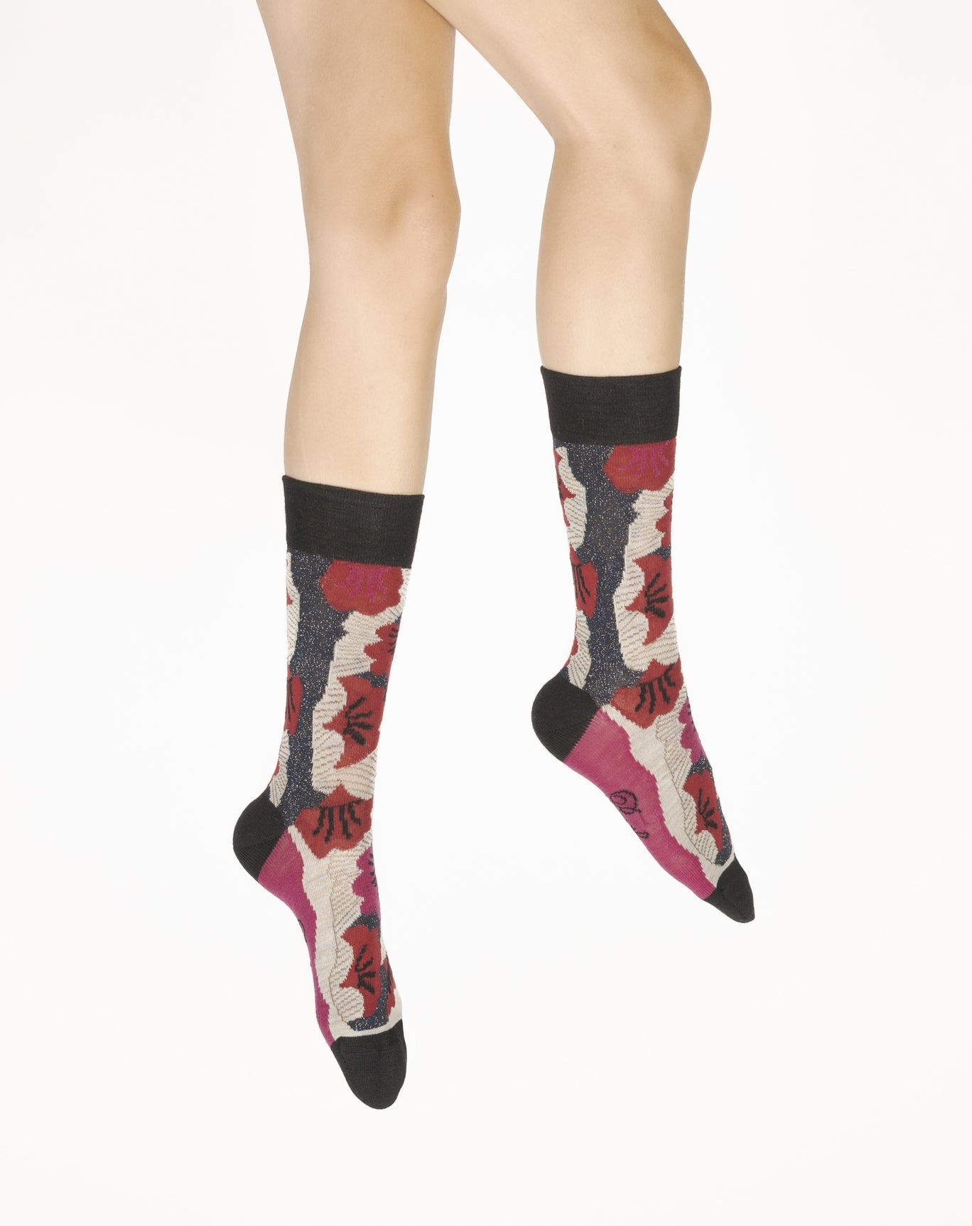 Chaussettes femme laine peignée coquelicot BLEU