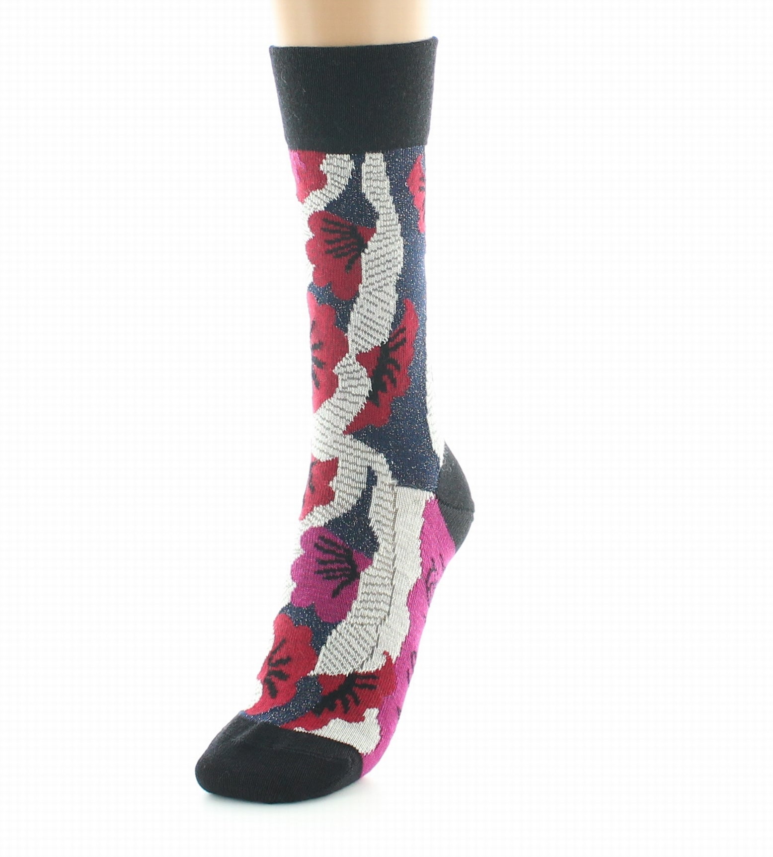 Chaussettes femme laine peignée coquelicot BLEU