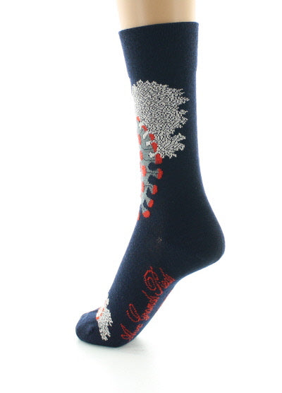 Chaussettes femme laine peignée coraux MARINE