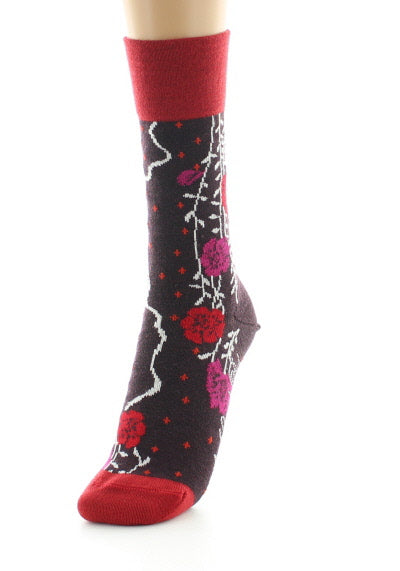 Chaussettes femme laine peignée couleurs d'automne BORDEAUX