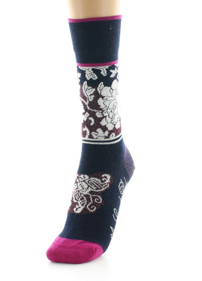 Chaussettes femme laine peignée kimono MARINE