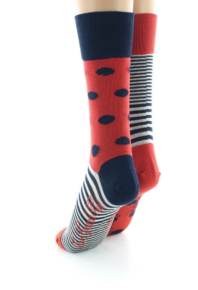 Chaussettes Femme Pois et Rayures ORANGE