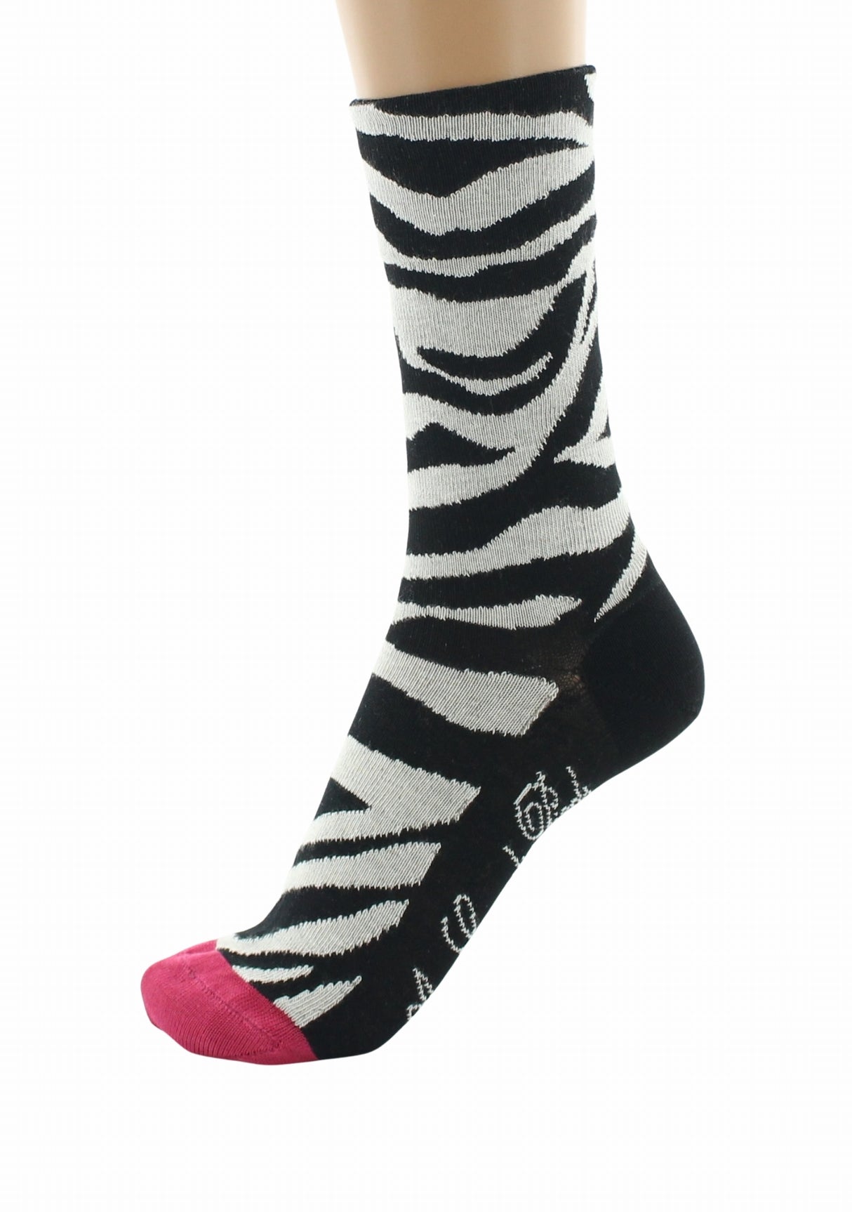 Chaussettes fil d’Écosse femme Berthe Aux Grands Pieds motif zèbre NOIR
