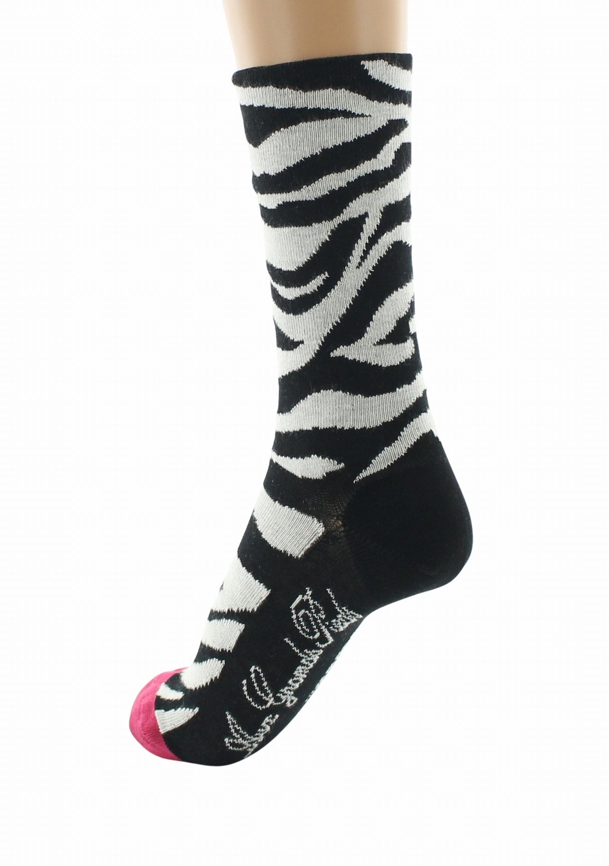 Chaussettes fil d’Écosse femme Berthe Aux Grands Pieds motif zèbre NOIR