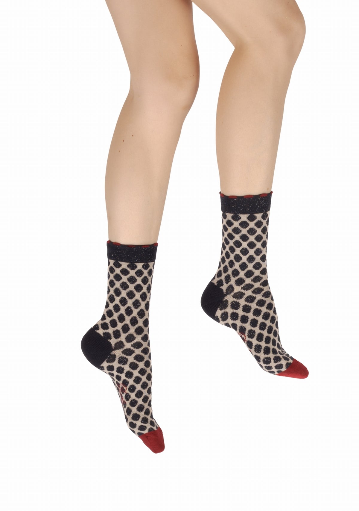 Chaussettes fil d’Écosse femme Berthe Aux Grands Pieds pois bleus lurex BLEU